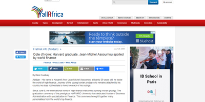 Harvard graduate, Jean-Michel Assoumou spoiled by world finance