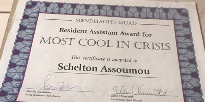 Stony Brook Certificate Most Cool in Crisis